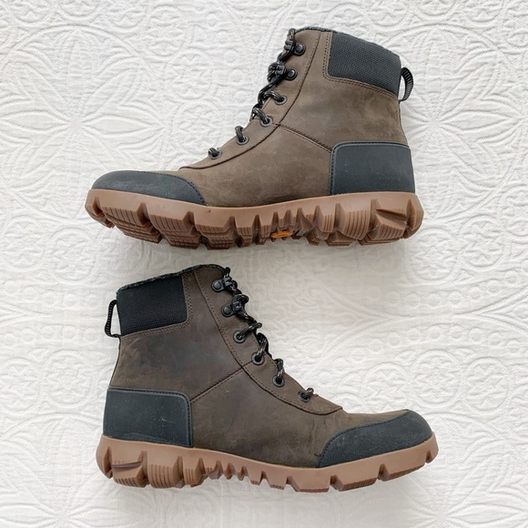 BOGS Men's Arcata Urban Leather Mid‎ Snow Boots, Chocolate - Picture 3 of 8